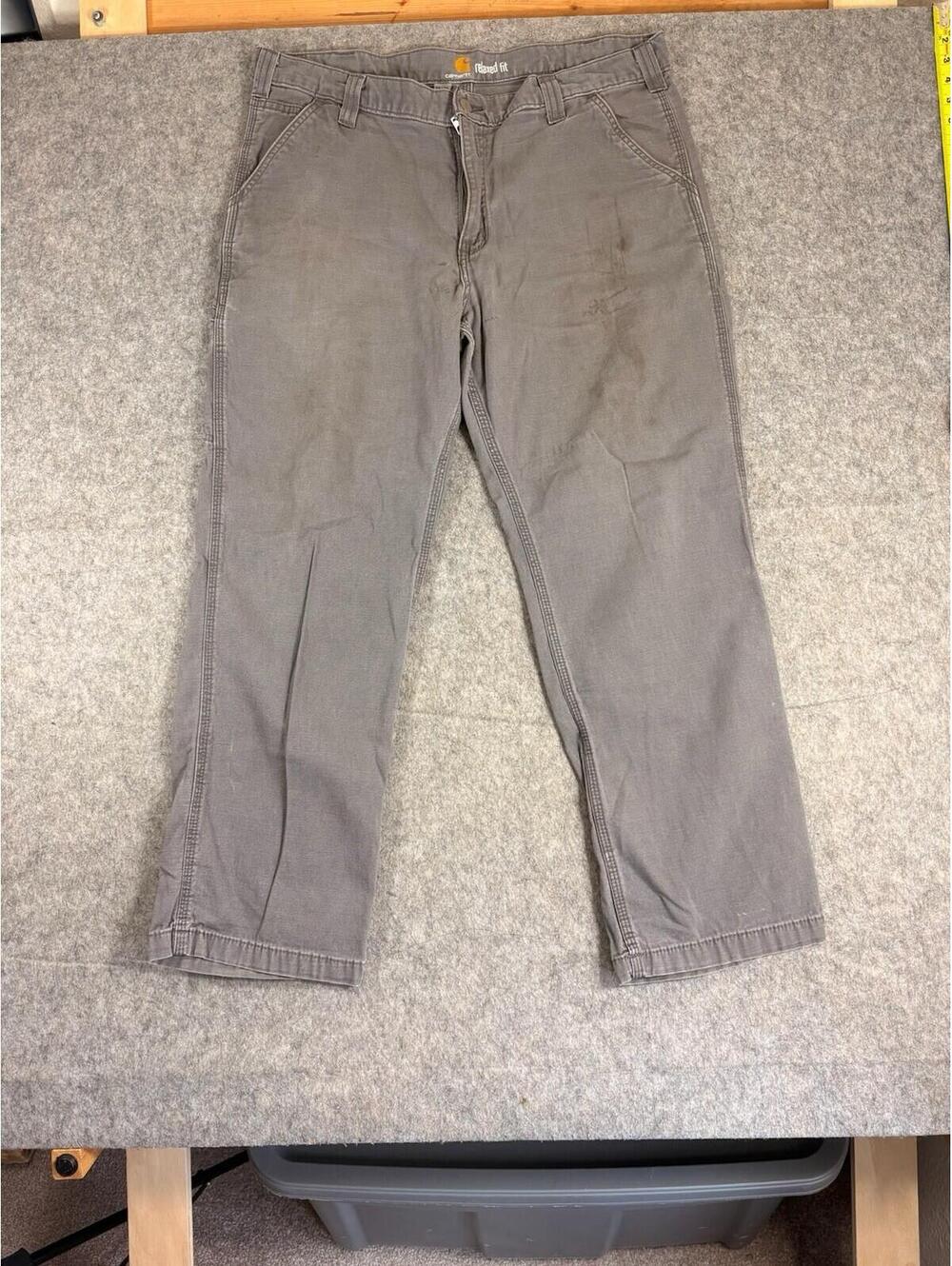Carhartt Relaxed Fit Gray Canvas Workwear Pants Men's 38x29